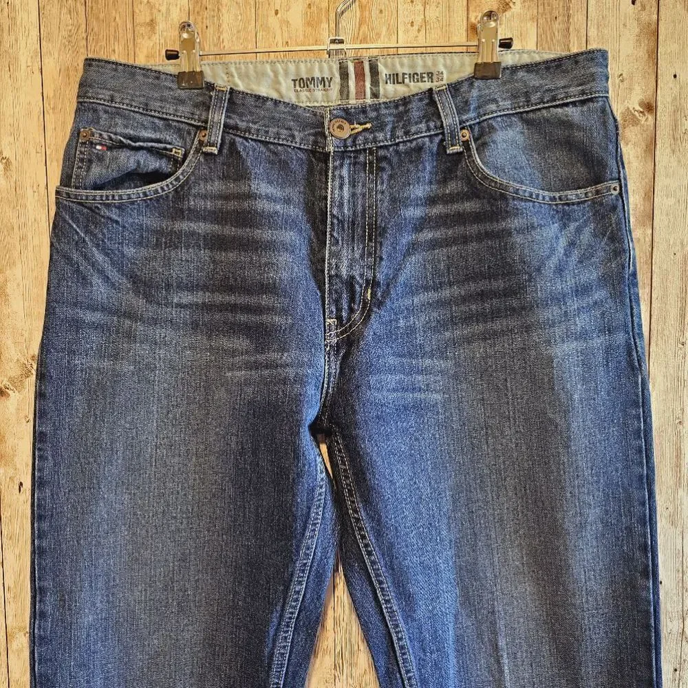 Tommy Hilfiger Stretch Dark Blue Straight Fit Jeans Size 34X34